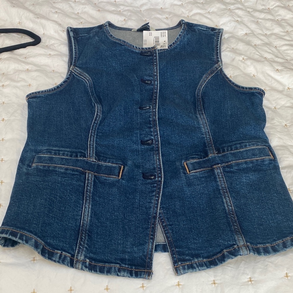 American Eagle Outfitters Dark Blue Denim Vest